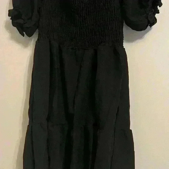 NWOT Gorgeous Cottagecore Boho Puff Sleeve High Waisted Flowy Black Dress  XL - Picture 2 of 8